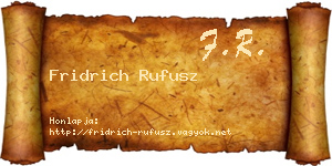 Fridrich Rufusz névjegykártya